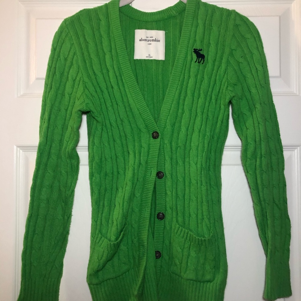 Abercrombie (kids) Green Knit Cardigan Large